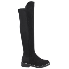 Over-the-knee boots med Verso Black pärlor svart