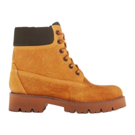 Marco Shoes Vattentäta stövlar av impregnerat gult läder