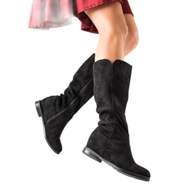 Renda Svarta kilstövlar i mocka