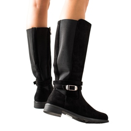 TRENDI Casual stövlar med spänne svart