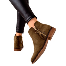 Super Me Stövlar med gulddragkedja grön