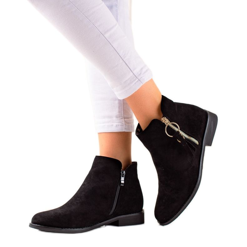 Super Me Stövlar med gulddragkedja svart