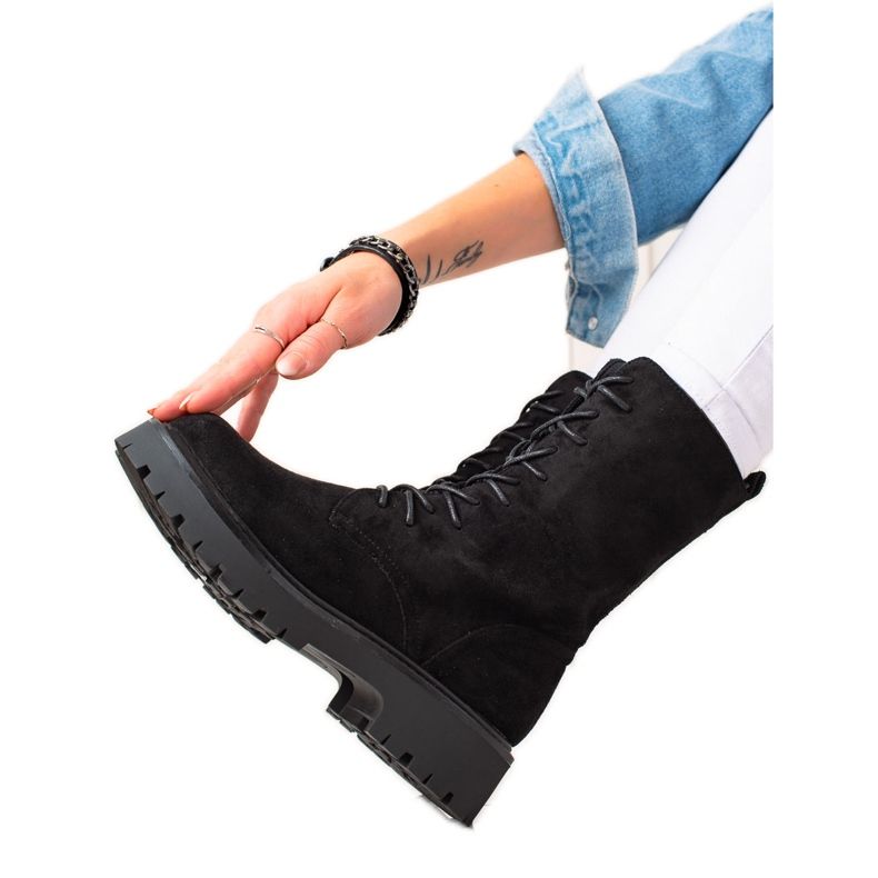 Bona Svarta Mocka Trapper Boots