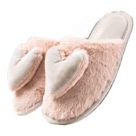 TRENDI Tofflor Med Hjärta rosa