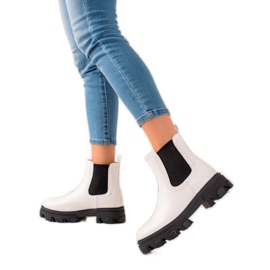 Seastar Trendiga Chelsea stövlar på plattformen vit