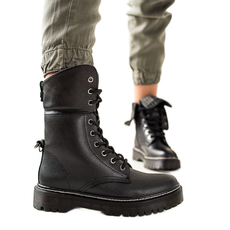 TRENDI Stövlar med uppvikbart skaft svart