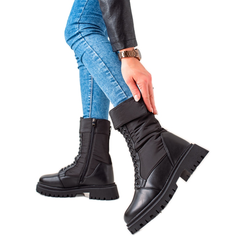 Weide Höga stövlar med snörning svart