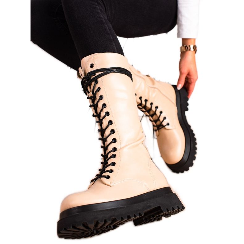 Seastar Höga stövlar med ekologiskt läder beige