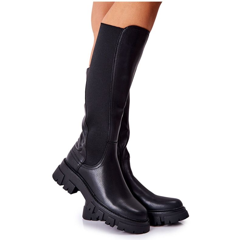 Sergio Leone Läderstövlar med svart Ampine dragkedja