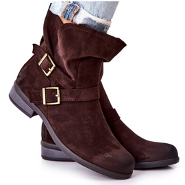 POTOCKI Stövlar i mocka med spännen Brun Renisse