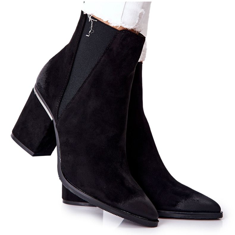 POTOCKI Svarta mocka stövlar på klack Coriseis