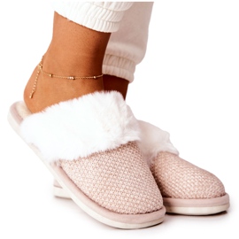 Beige Flamarin Varma Tofflor Med Päls