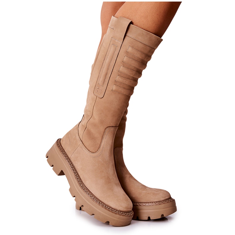 Läder Maciejka Boots Beige 05277-04
