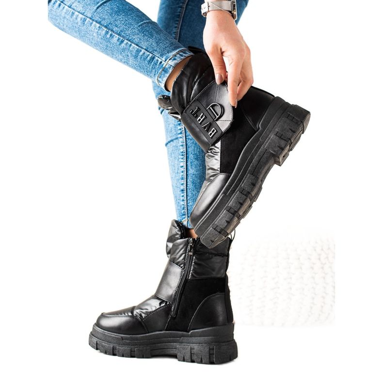 TRENDI Varma snöskor med kardborreband svart