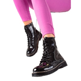 Small Swan Klassiska lackade vandringskängor svart