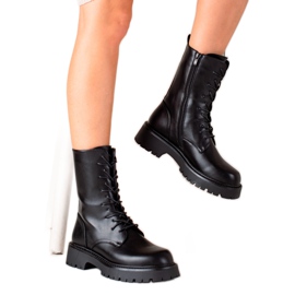 Bona Svarta stövlar Traper Med Eco Läder