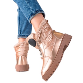 TRENDI Gyllene glänsande snöstövlar