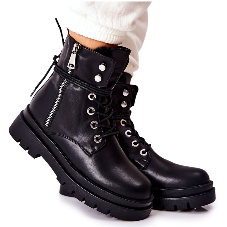 PG1 Stövlar På Dragkedja Med Bindning Svart Elissmo