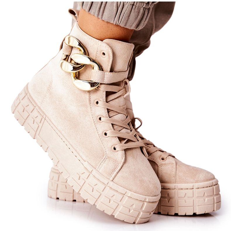 Höga Sneakers På Evenia Ljus Beige Plattform