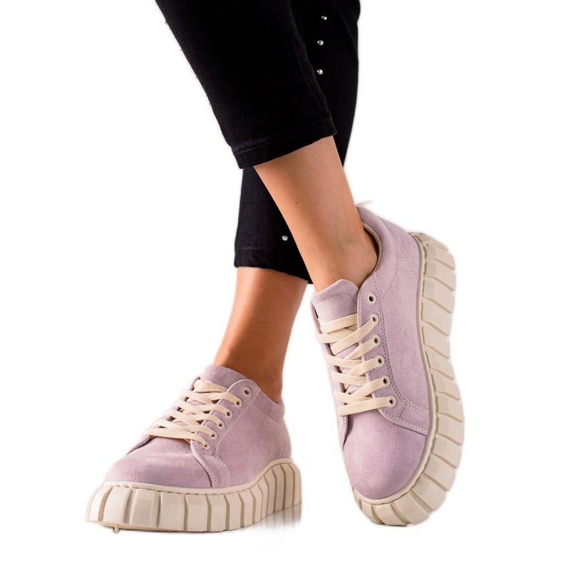 TRENDI Mocka sneakers på plattformen violett