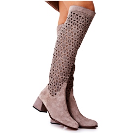 PA2 Mockastövlar med genombrutet mönster, ljusbrun Hekilea