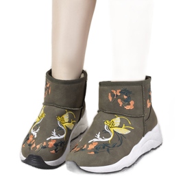 Jamil broderade gröna snöstövlar