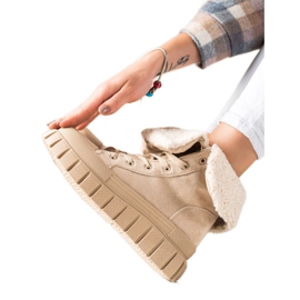 TRENDI Stövlar, Sneakers Med Fårskinn beige