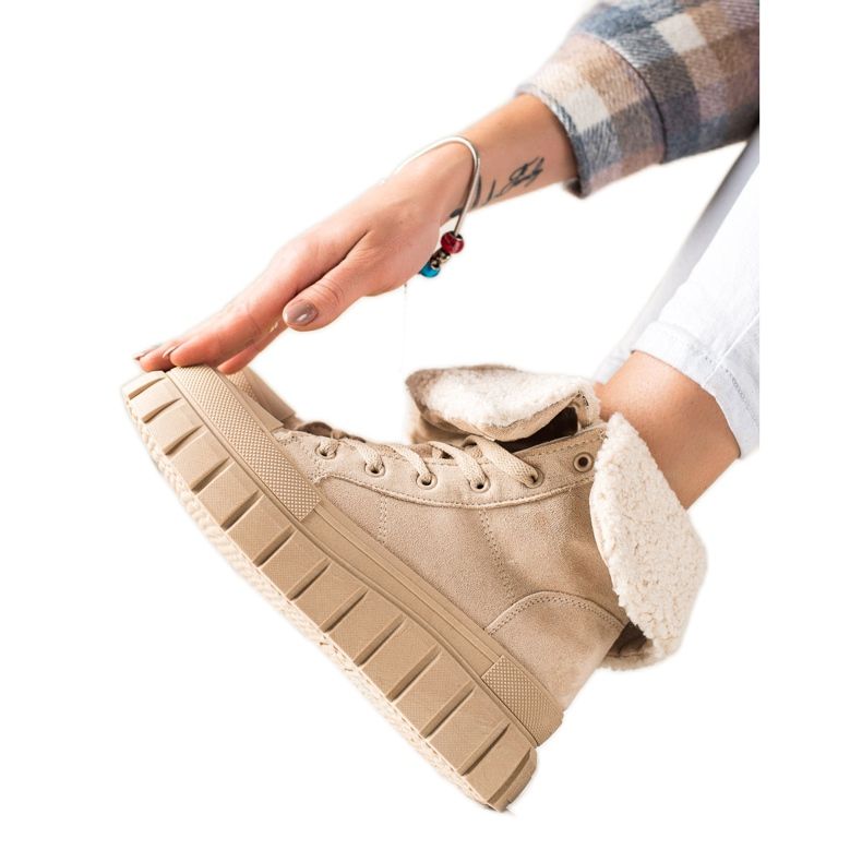 TRENDI Stövlar, Sneakers Med Fårskinn beige