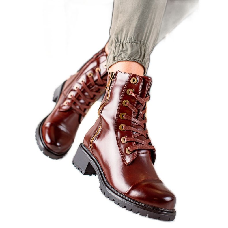 Super Mode Bruna stövlar med dekorativ dragkedja