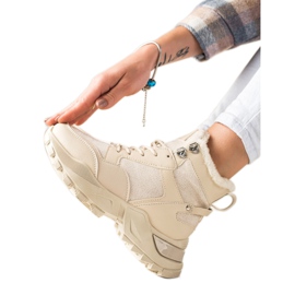 TRENDI Varma snörstövlar beige