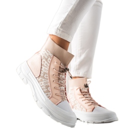Goodin Trendiga höga sneakers vit rosa
