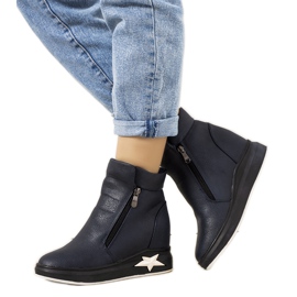 Marinblå damstövlar på Edmee-kilen