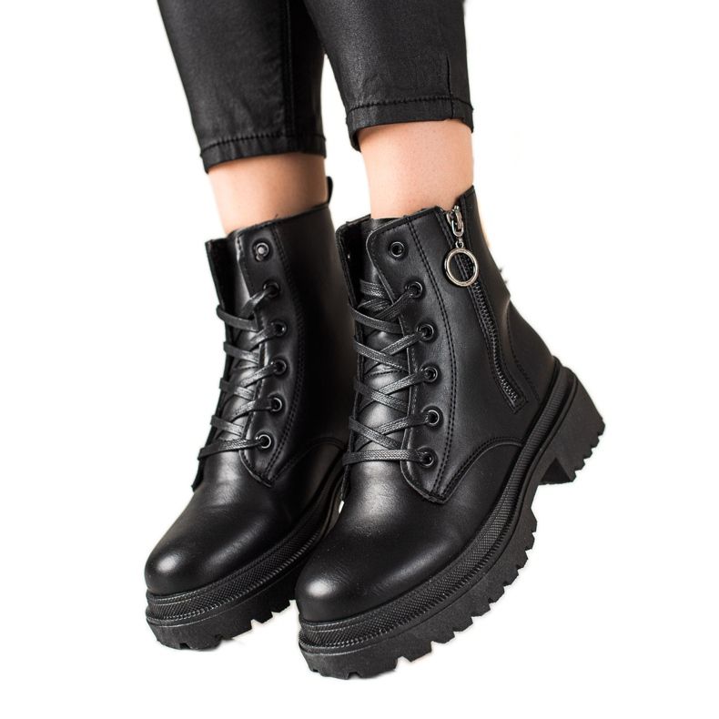 TRENDI Svarta Trappers Med Dragkedja