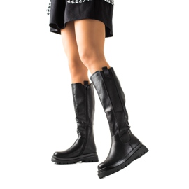 Evento Bekväma svarta stövlar med ekologiskt läder