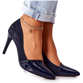 Läder Monnari 0170-013 Navy Heels marinblå