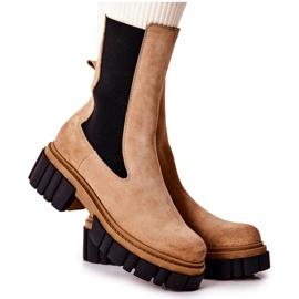 Läderstövlar Workers Laura Messi Beige 2421