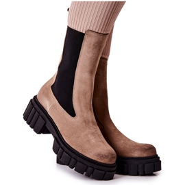 Läderstövlar Workers Laura Messi Mörkbeige 2421 brun