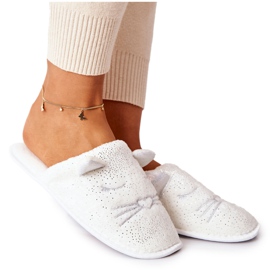 Glänsande kattungetofflor med vita Kaisy-öron