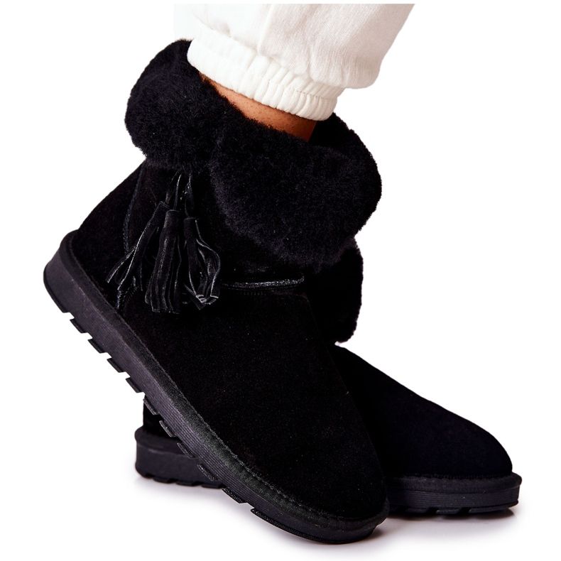 FS1 Mukluki Varma snöstövlar Fringes Svart Sorella