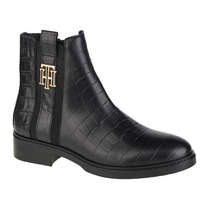 Tommy Hilfiger Croco Look Dressy Flat Boot W FW0FW05348-BDS svart