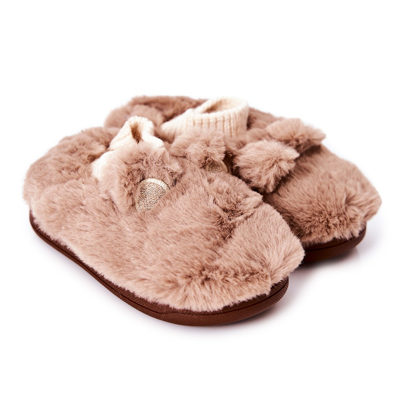 WJ1 Varma tofflor med ribbad brun Dessi beige