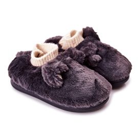 Varma tofflor med ribbad mörkgrå Dessi