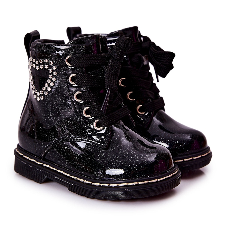 WT1 Barnlackade skinande svarta tossor