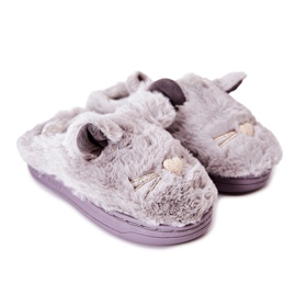 WJ1 Barntofflor Katter Med Grå Tammy-öron