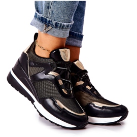 Vinceza Dam Sportskor Sneakers Svart-Guld Colli gyllene