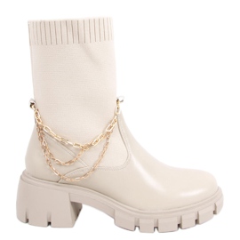 Stövlar med en strumpa ovandel Grace Beige