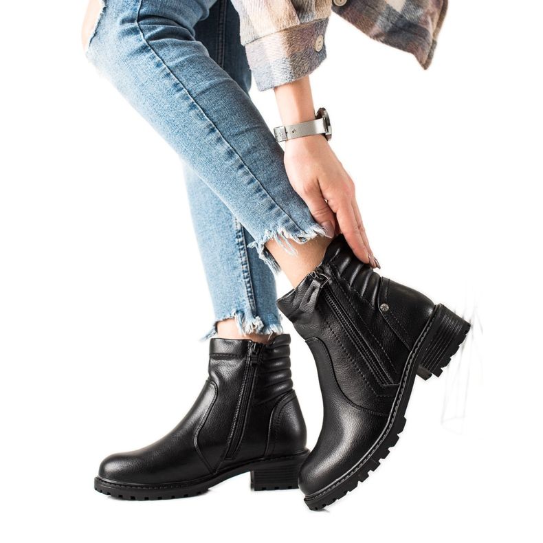 Evento Klassiska stövlar med dekorativ dragkedja svart