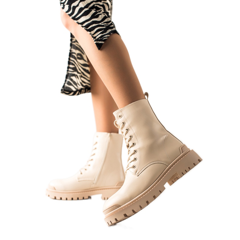 Bona Snörarbetare med ekoläder beige