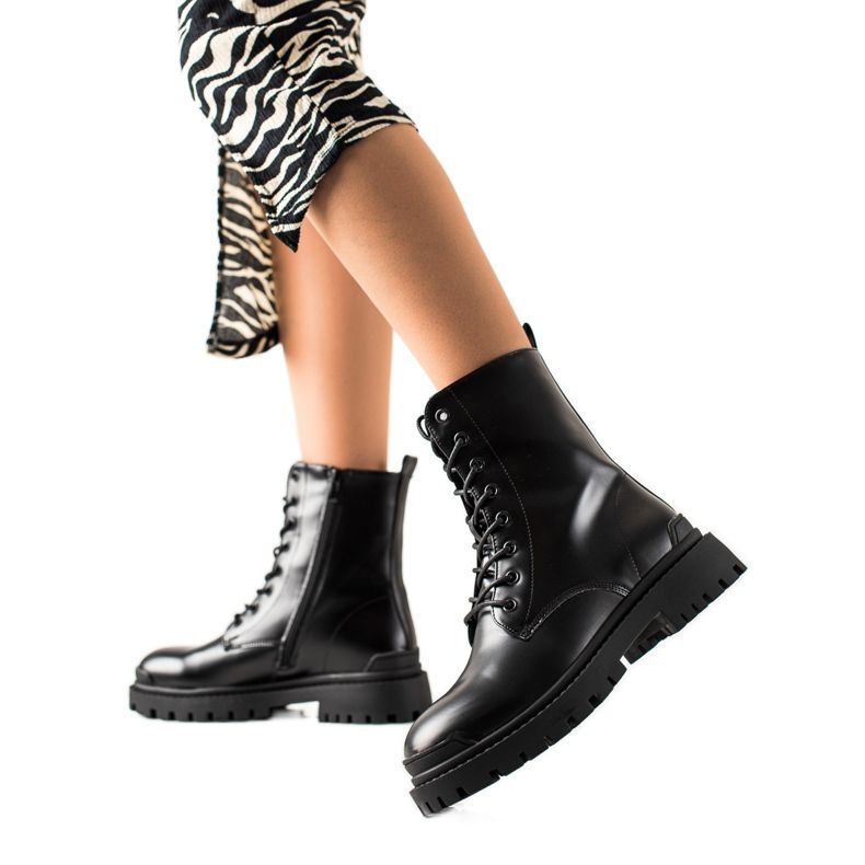 Bona Snörarbetare med ekoläder svart