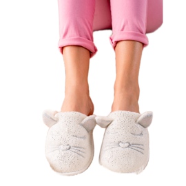 Evento Tofflor med öron vit grå